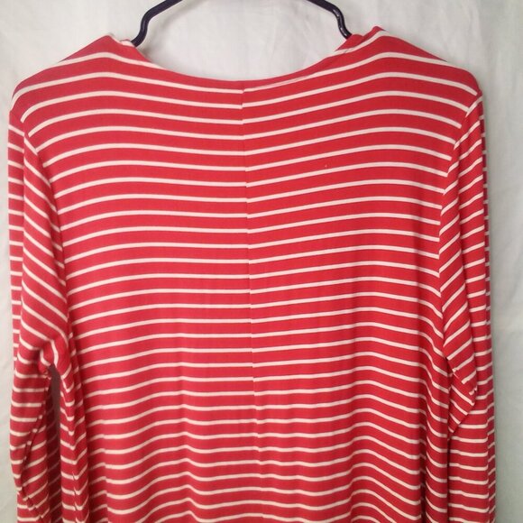 Old navy Dress Women L Tall Long Sleeve Soft Stretch Stripe Red White - Picture 11 of 14